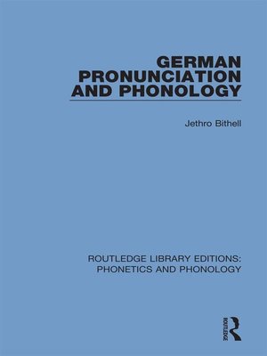 cover image of German Pronunciation and Phonology